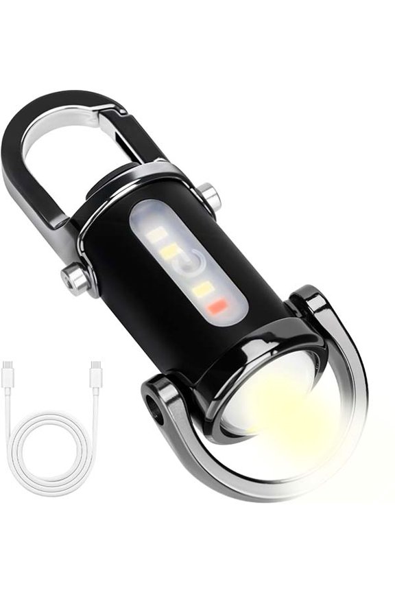 CLIQKWEN 500LM Mini Keychain Flashlight, USB Rechargeable Super Bright LED Flashlight, Small Waterproof Portable Flashlight for Camping Emergency, Silver