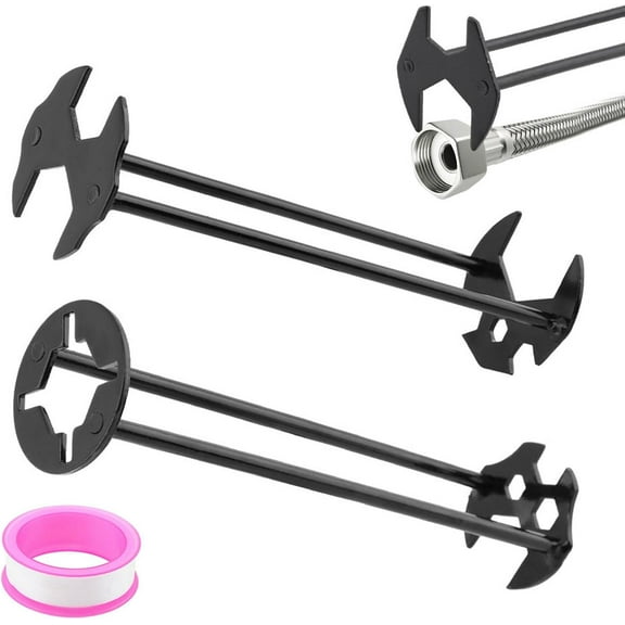 CLIQKWEN Basin Wrench & Broken Pipe Extractor Tool Set - 7 Sizes Four-Jaw Hex Faucet Wrench, Universal Plumbers Tool for Tight Spaces, Fits 1/2" to 1" Damaged Faucet Bolts & Pipe Threads