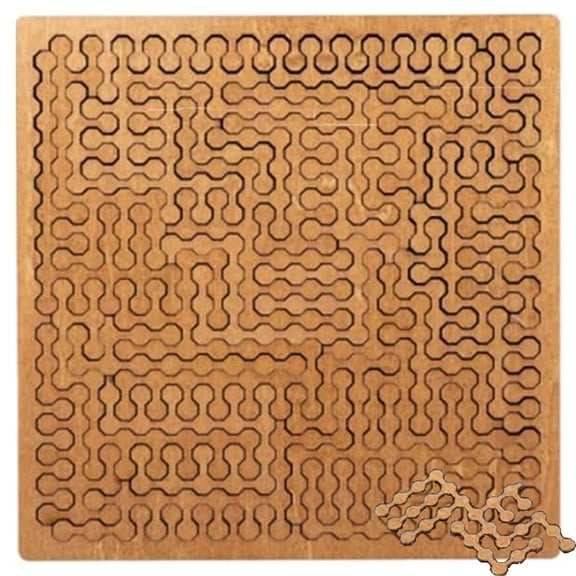 CLIQKWEN Fractal Tray Wooden Jigsaw Puzzle – Mind Bending Unique Irregular Labyrinth, Reverse Thinking Challenging for Adults, with Frame