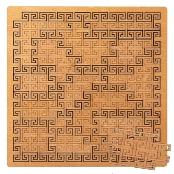 CLIQKWEN Fractal Tray Wooden Jigsaw Puzzle – Mind Bending Unique Irregular Labyrinth, Reverse Thinking Challenging for Adults, with Frame
