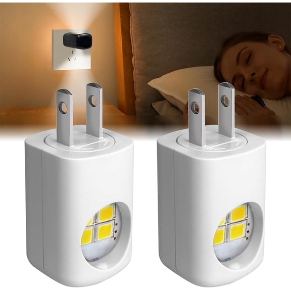 CLIQKWEN LED Wall Socket Night Light, Plug in Outlet Lamp with Dusk to Dawn Sensor, 3000K Soft White, 360° Adjustable, Energy Saving for Bedroom, Bathroom, Stairs, Hallway (4 Pcs White)
