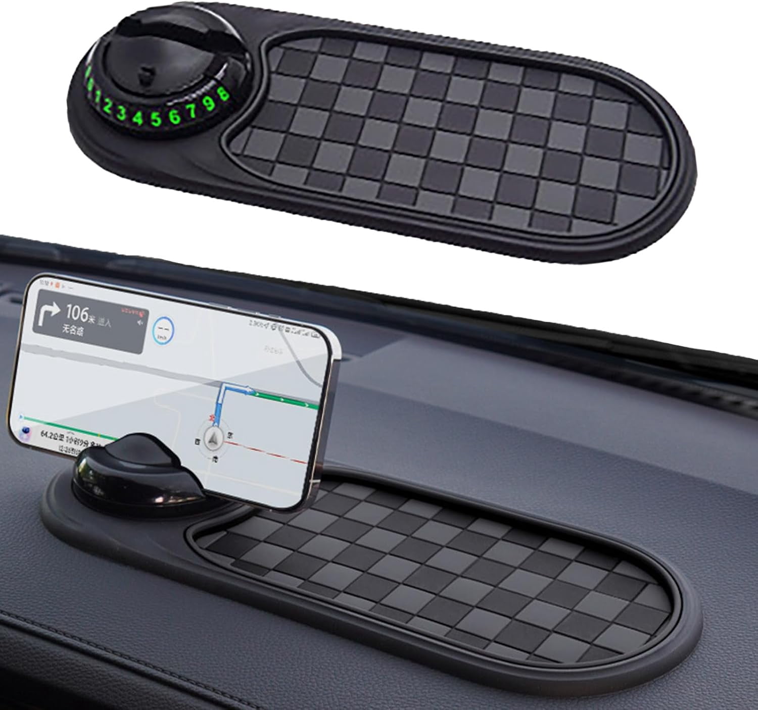CLIQKWEN Multifunctional Car Anti-Slip Mat with Rotatable Temporary ...
