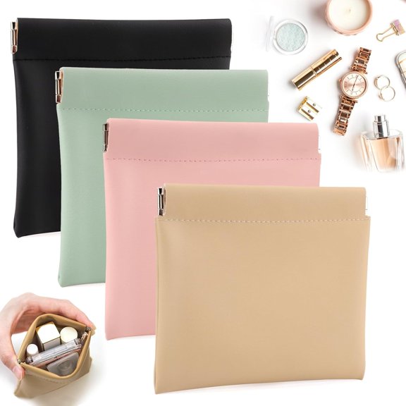 CLIQKWEN New Leather Organizer Pouch - Personalized with Auto Snap Closure - Compact Pouch for Cards, Keys, Cosmetics & Small Essentials