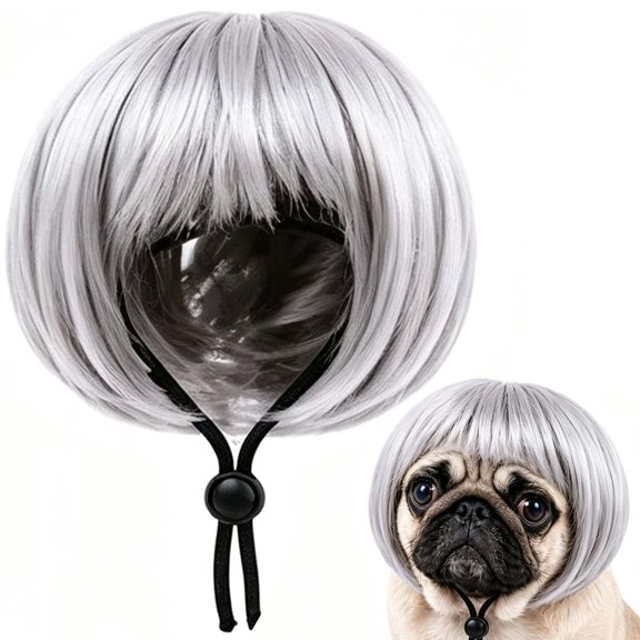 CLIQKWEN Pet Cosplay Wig for Dogs and Cats - Adjustable Funny Costume for Halloween Christmas Party - Small Medium Large