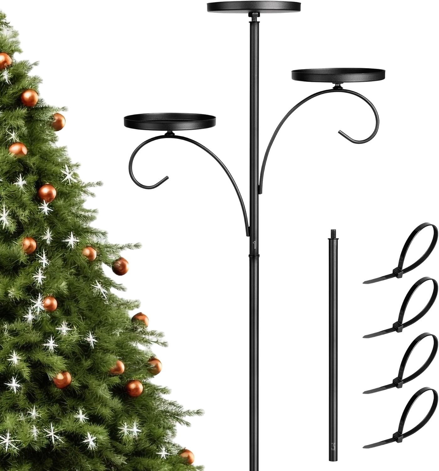 Tree Topper Shelf CLIQKWEN Triple Christmas Tree Topper Shelf - 35.4'' 3 Tier Black Light ...
