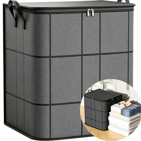 CLIQKWEN Zippered Moving Storage Bag - Large Capacity Fabric Organizer for Quilts Bedding and Sweaters - Ideal for Closet and Moving