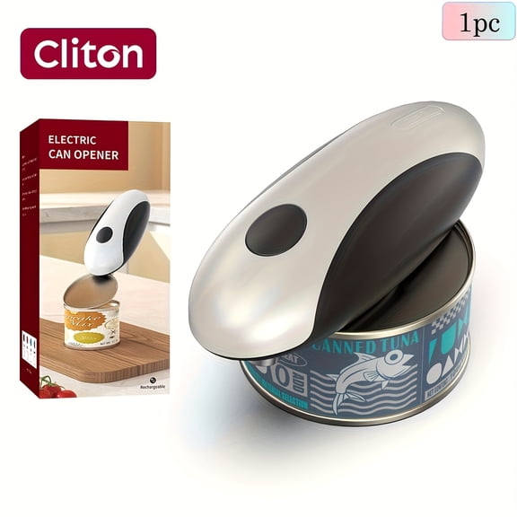 CLITON One-Touch Electric Can Opener - USB Powered ABS, Smooth Edges, Auto Off, Easy Storage for Seniors, Kitchen/Camping, Ideal Gift