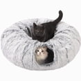 thumbnail image 1 of CLKHOWL Cat Tunnel Bed for Indoor Cats - Cute Cat Donut Tunnel with Washable Circle Cushion, Round Pet Play Toy for Kitten/Puppy/Rabbit, Grey, 1 of 3