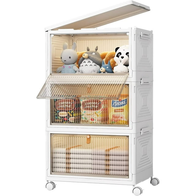 Sturdy CLKI Covered Organization Storage Bins 32Qt, 3 Pack, Stackable