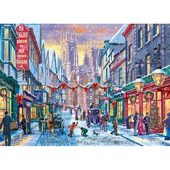 CLMCL 1000 Pieces Holiday Puzzles for Adultsand Kids Jigsaw Puzzle 1000 Pieces Gradient Puzzle Difficult Christmas Puzzle Christmas Street