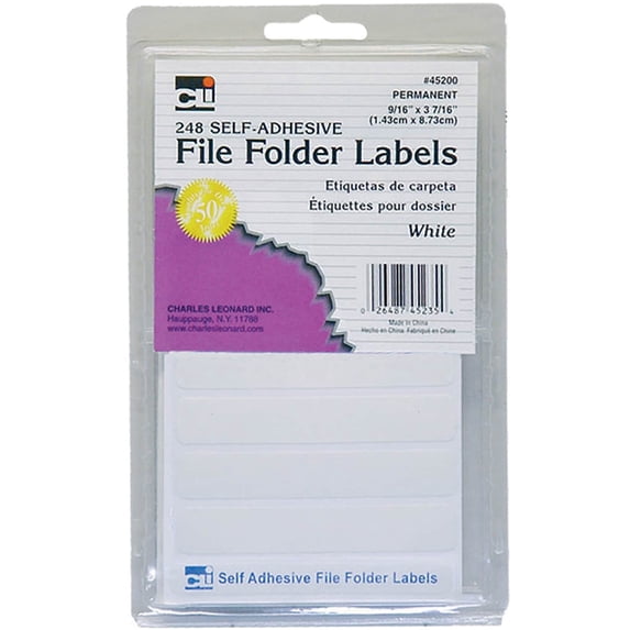 Charles Leonard File Folder Labels White 6 packs of 248 (CHL45235)