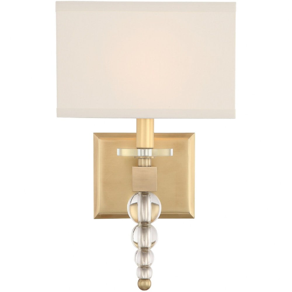 Elegant Aged Brass Dimmable Wall Sconce with White Silk Shade