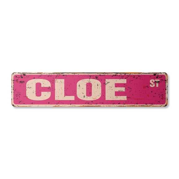 CLOE Vintage Plastic Street Sign Childrens Name Room Sign | Indoor/Outdoor |  18" Wide