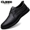 CLOHOO Men's Leather Casual Dress Shoes, Comfortable, with Lace Closure