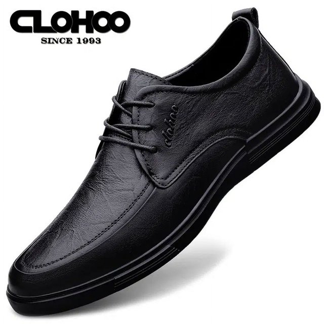 CLOHOO Men's Leather Comfortable LaceUp Dress Shoes With Durable