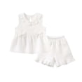 thumbnail image 1 of CLOISE 2 Piece Outfit for Kids Girls Sleeveless Matching Outfit Ruffle Lounge Sets Tank Tops Shorts Beach Vacation Clothes, 1 of 5