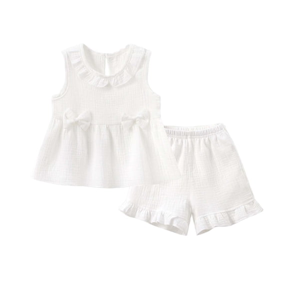 CLOISE 2 Piece Outfit for Kids Girls Sleeveless Matching Outfit Ruffle Lounge Sets Tank Tops Shorts Beach Vacation Clothes