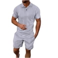 thumbnail image 1 of CLOISE 2 Piece Outfit for Men Short Sleeve Big and Tall Beach Outfits Matching Sets T Shirts Shorts Vacation Clothes, 1 of 3