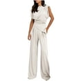 thumbnail image 1 of CLOISE 2 Piece Outfit for Women Sleeveless Plus Size Beach Outfits Matching Sets Tank Tops Long Pants Travel Clothes, 1 of 8