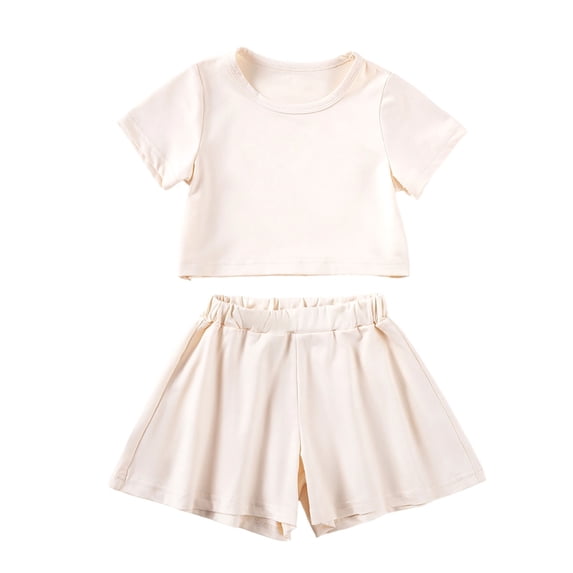 CLOISE 2 Piece Sets for Kids Girls Casual Short Sleeve Matching Set Outfits T Shirts Skort Shorts Vacation Clothes
