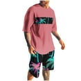 thumbnail image 1 of CLOISE 2 Piece Sets for Men Short Sleeve Big and Tall Matching Outfit Slim Lounge Sets Shirts Shorts Hawaiian Beach Vacation Clothes, 1 of 5