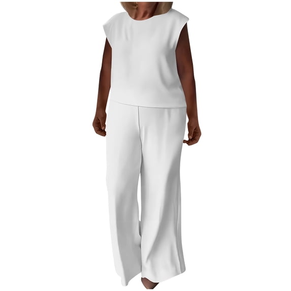 CLOISE 2 Piece Sets for Women Casual Sleeveless Plus Size Chiffon Lounge Sets Outfits Tank Tops Long Pants Matching Summer Clothes