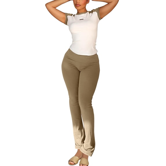 CLOISE 2 Piece Sets for Women Matching Outfit Slim Lounge Sets Short Sleeve Tank Tops Long Pants Beach Vacation Clothes