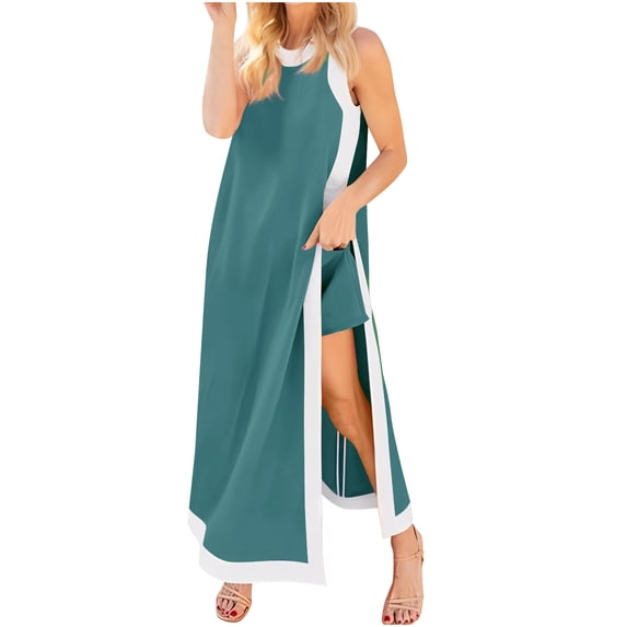 CLOISE 2 Piece Sets for Women Sleeveless Plus Size Lounge Sets Beach Outfits Tank Tops Shorts Casual Vacation Clothes