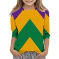 thumbnail image 1 of CLOISE 3/4 Sleeve Kids Shirts Girls Boys Toddler Mardi Gras Purple Crew Neck Tops Print Outfits Fall Winter Clothes 3T, 1 of 5