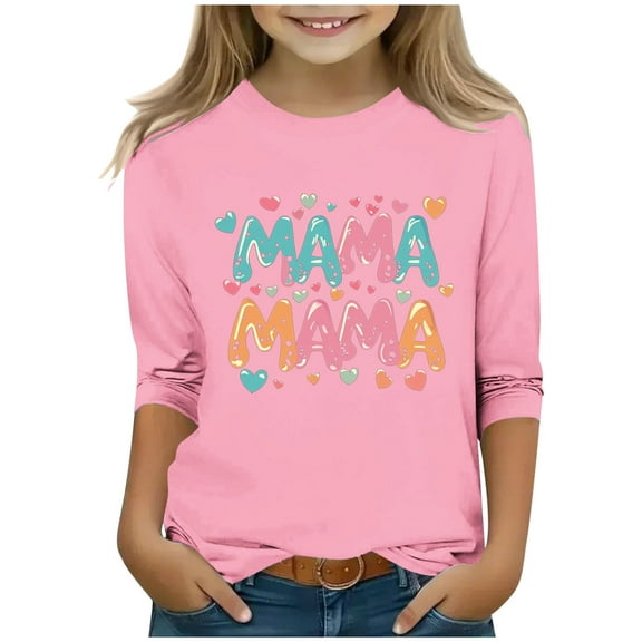 CLOISE 3/4 Sleeve Kids Shirts Girls Boys Youth Crew Neck Tops Heart Casual Fashion Fall Winter Clothes Pink 3-12T