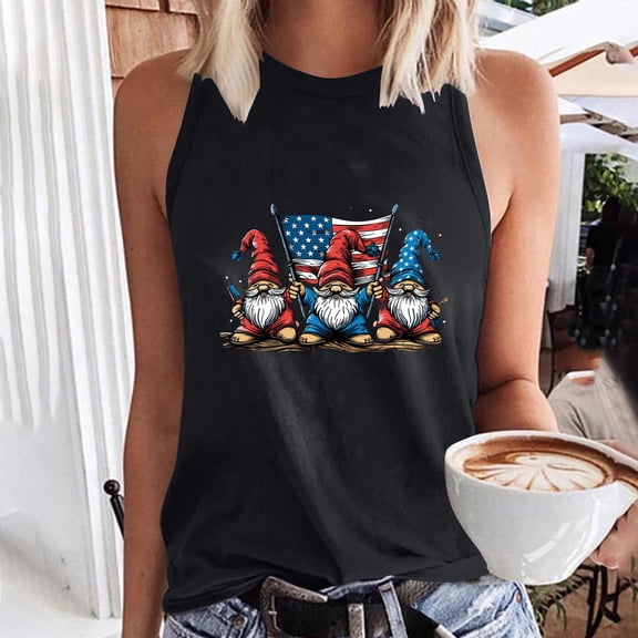 CLOISE American Flag Shirt Womens 4th of July Shirts Independence Day Print Tee Tops Black M