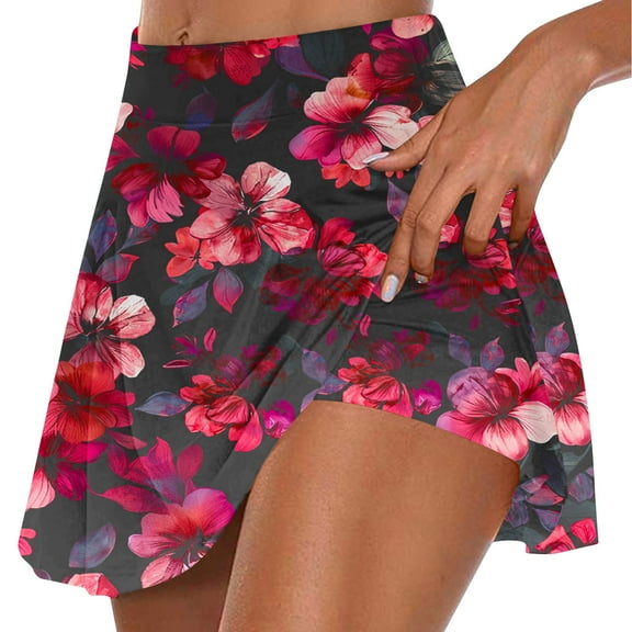 CLOISE Athletic Skorts for Women Red White and Blue Red L Summer Fashion Casual Athletic Shorts For Running Tennis Golf Sport Sexy Comfy Lightweight Floral Print Workout Shorts