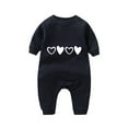 thumbnail image 1 of CLOISE Baby Romper Long Sleeve Cotton Button Long Sleeve Hearts Printed Bodysuit Black 3-18 Months, 1 of 3