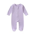 thumbnail image 1 of CLOISE Baby Romper Pajamas Cotton Button Long Sleeve Solid Bodysuit Purple 3-18 Months, 1 of 3