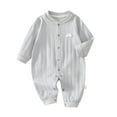 thumbnail image 1 of CLOISE Baby Rompers Unisex Cotton Button Long Sleeve Solid Bodysuit Gray 3 Months, 1 of 3