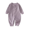 thumbnail image 1 of CLOISE Baby Rompers Unisex Cotton Button Long Sleeve Solid Bodysuit Purple 6 Months, 1 of 3