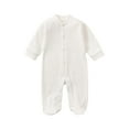 thumbnail image 1 of CLOISE Baby Rompers for Girls Newborn Cotton Button Long Sleeve Solid Bodysuit White 6 Months, 1 of 8