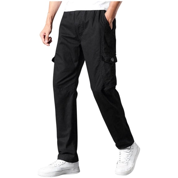 CLOISE Baggy Cargo Pants Men Big and Tall High Waist Trousers Solid Casual Bottoms Beach Clothes with Pockets