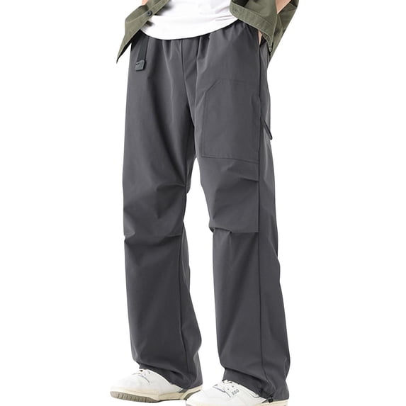 CLOISE Baggy Cargo Pants Men Big and Tall Trousers Straight Leg Pants Solid Casual Bottoms Vacation Clothes with Pockets