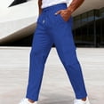 thumbnail image 1 of CLOISE Baggy Cargo Pants Men with Pockets Big and Tall Drawstring Mid Waist Straight Leg Long Pants Elastic Waist Solid Vacation Outfits Blue M, 1 of 6