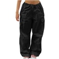 thumbnail image 1 of CLOISE Baggy Cargo Pants Women Plus Size Trousers Drawstring Solid Bottoms Quick-Dry Casual Clothes with Pockets, 1 of 7