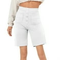 thumbnail image 1 of CLOISE Bermuda Shorts for Women with Pockets White L Summer Trendy Casual Loose Shorts Solid High Waisted with Buttons Flowy Comfy Shapewear Shorts, 1 of 5