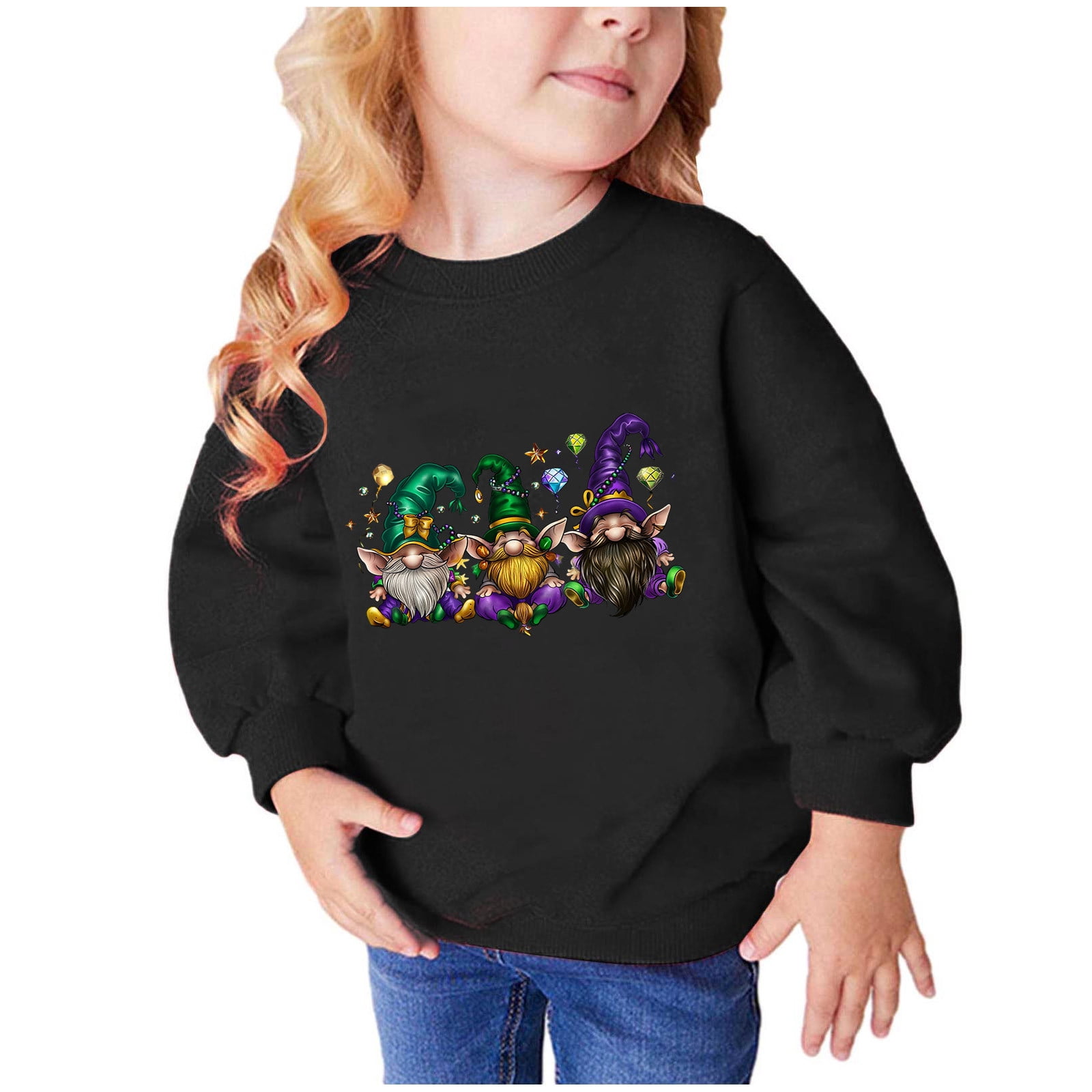 CLOISE Black Mardi Gras Sweatshirt Kids Girls Boys Youth Long Sleeve ...