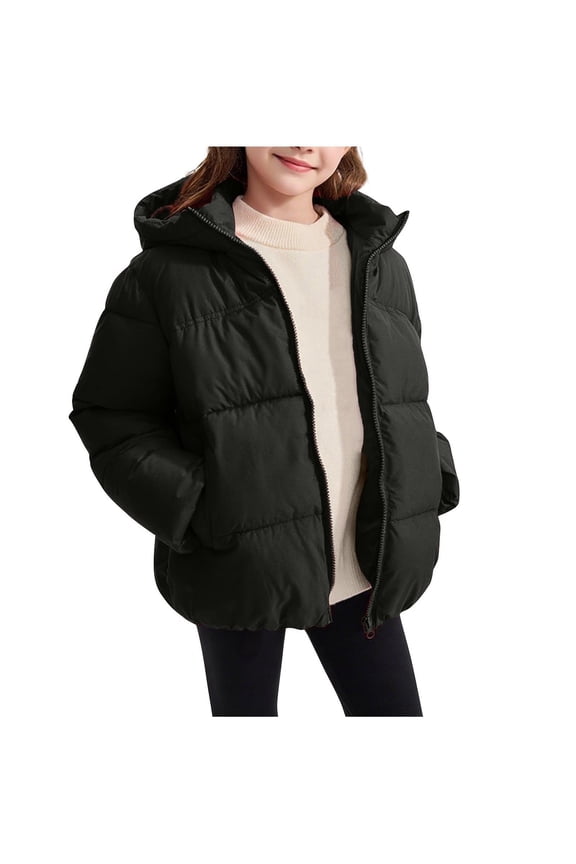Black Toddler Puffer Jacket Boys with Hood Short Pockets Snowsuit Winter Coats 2-12T