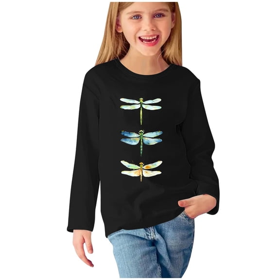 CLOISE Black Toddler White Tshirt Boys Girls Teen Long Sleeve Crew Neck Tops Print Casual Fashion Fall Winter Clothes 13T