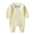 thumbnail image 1 of CLOISE Boy Infant Bodysuit Cotton Button Long Sleeve Solid Rompers Beige 3 Months, 1 of 2