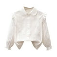 thumbnail image 1 of CLOISE Boys Button down Shirts Long Sleeve Toddler White Collared Tops Solid Lace Trim Cotton Outfits Fall Winter Clothes 3-14T, 1 of 3