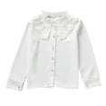 thumbnail image 1 of CLOISE Boys Button down Shirts Long Sleeve Toddler White Collared Tops Solid Ruffle Trim Cotton Casual Fashion Fall Winter Clothes 3-13T, 1 of 8