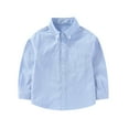 thumbnail image 1 of CLOISE Boys Button down Shirts Long Sleeve Youth Collared Tops Solid Cotton Outfits Fall Winter Clothes Blue 2-15T, 1 of 5