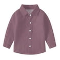 thumbnail image 1 of CLOISE Boys Button down Shirts Long Sleeve Youth Purple Collared Tops with Pocket Solid Casual Fashion Fall Winter Clothes 6M-8T, 1 of 6